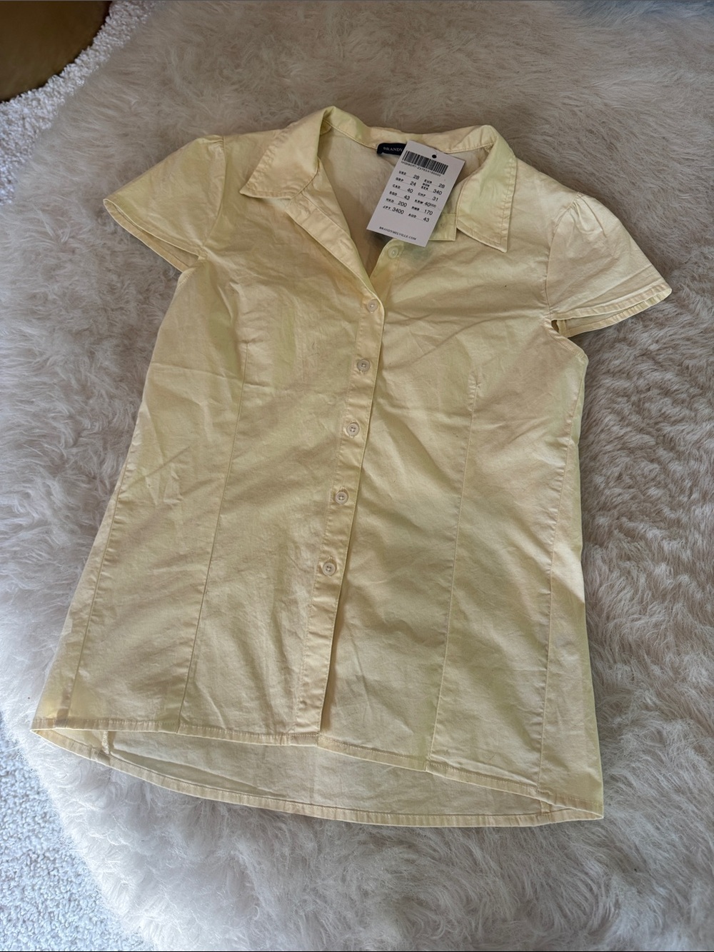 Brandy Melville NWT Short Sleeve Button-Up Shirt in Butter Yellow